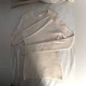 Cream knit long sleeve top